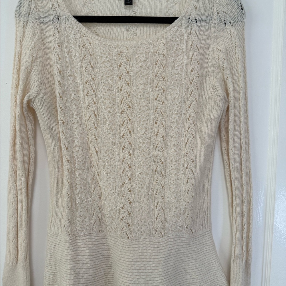 Ann Taylor Cream Scoop Neck Sweater
